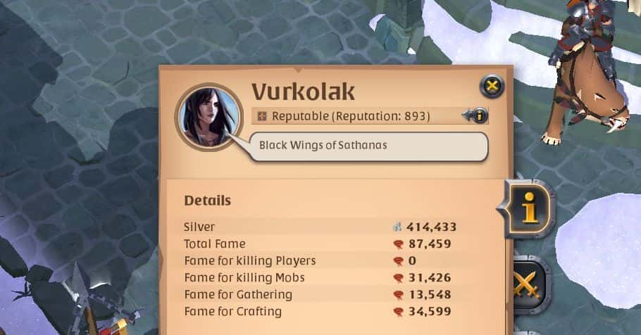 Player Fame Stats, Albion Online