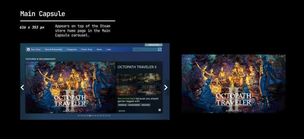 Sample of the main capsule image in the steam store page.