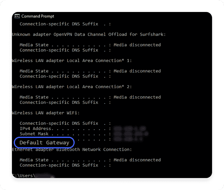 find default gateway