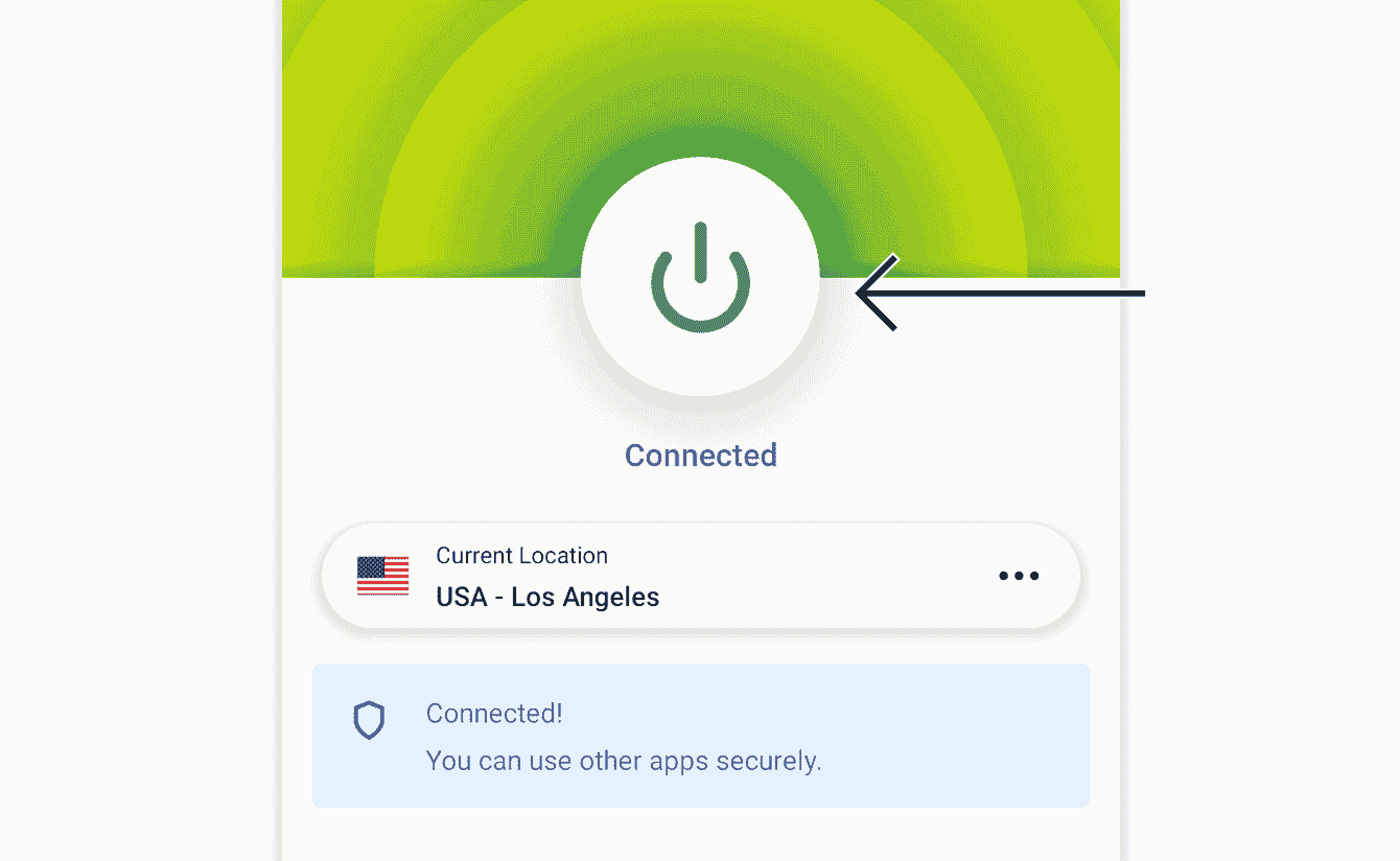 Tap the On Button to disconnect.