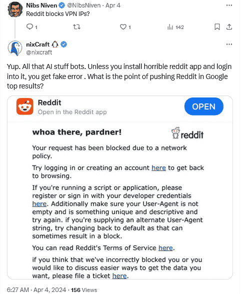 Reddit is blocking VPN users from its site