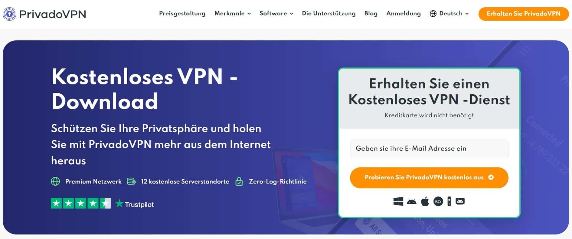 PrivadoVPN bestes kostenloses VPN iPhone gratis