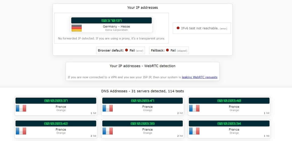 Test d'adresse IP avec Astrill VPN connecté en Allemagne