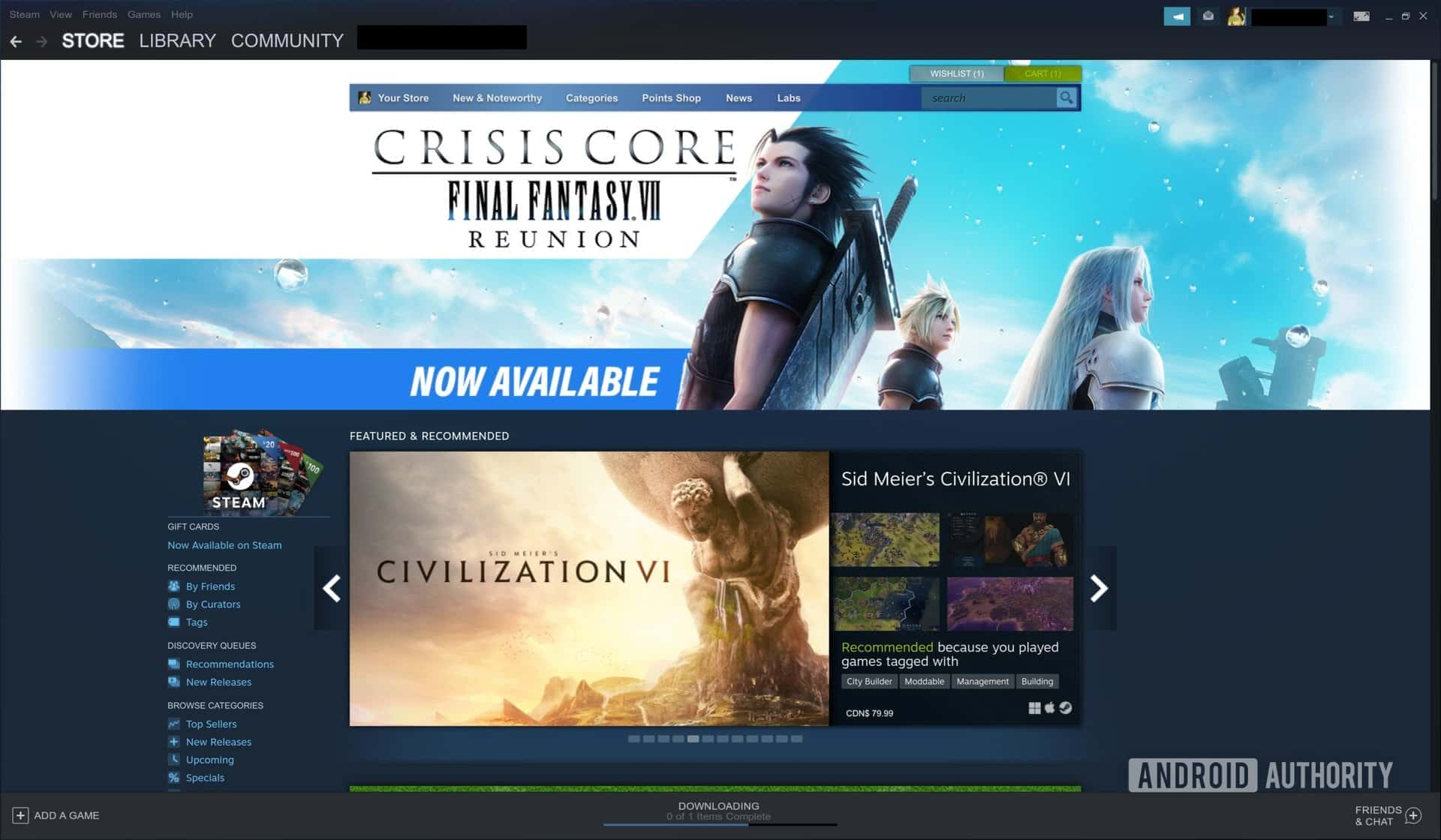 A screenshot of the Steam &quot;Store&quot; tab.