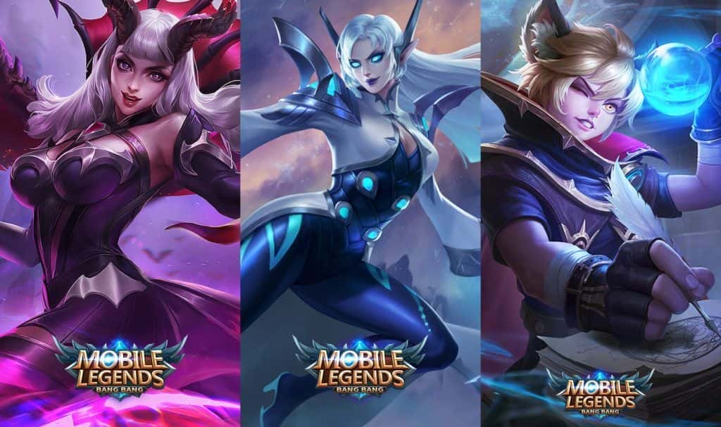 Mobile Legends: Bang Bang mage heroes Alice,Eudora,and Harith