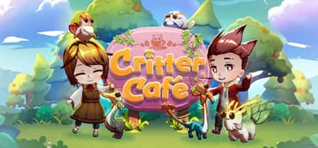 Upcoming Steam Games , Two adorable characters, a girl and a boy, stand cheerfully in front of a large pink sign that reads "Critter Cafe." They are surrounded by various cute and colorful animals, including a small dragon, a rabbit, and a bird. The background features a vibrant, whimsical landscape with trees and hills under a bright sky. Published on: LadiesGamers.