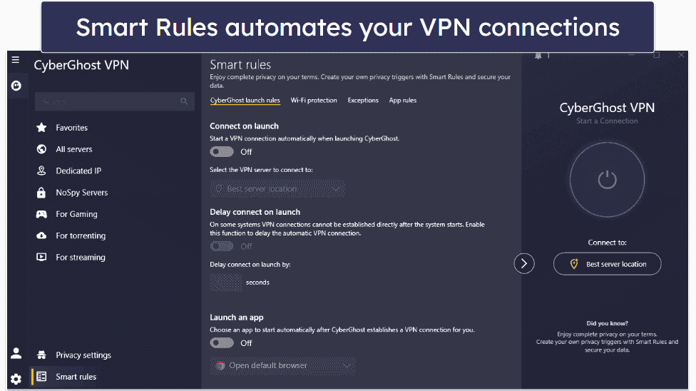 🥉3. CyberGhost VPN — High Performance Optimized Servers for Gaming With Good Automation