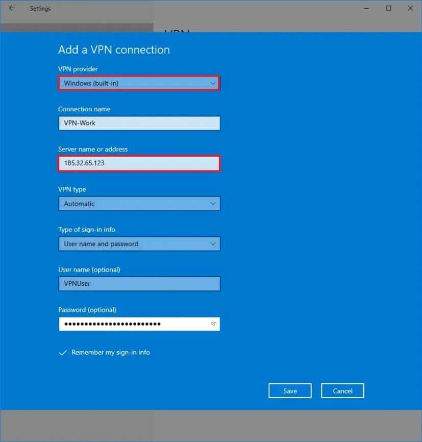 Do this to set up VPN connection on Windows 10