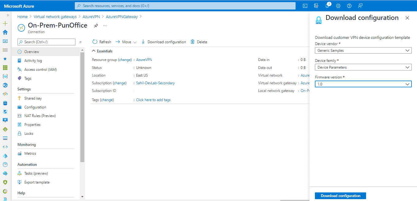 Azure Site to Site VPN Connection [100% Working]