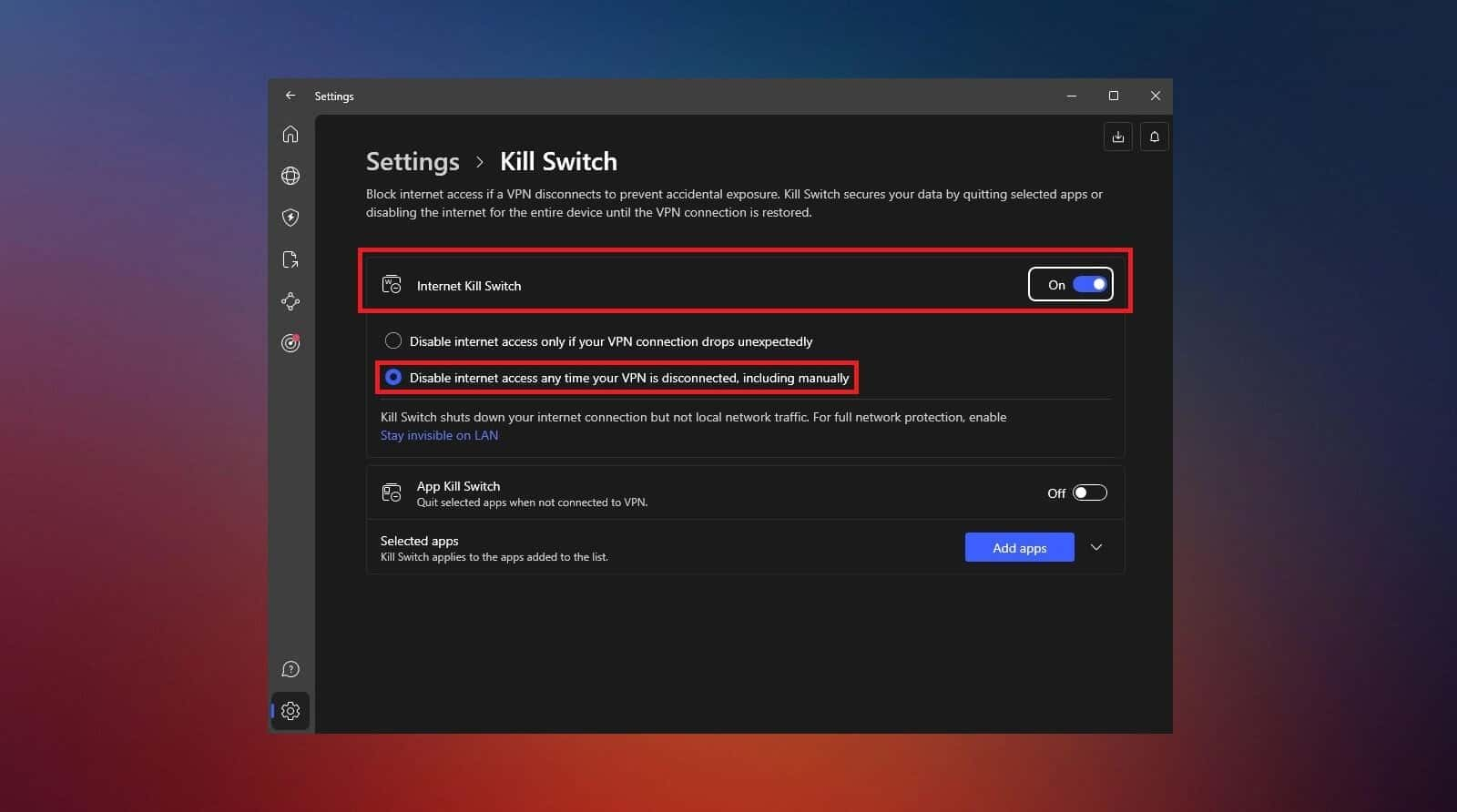 Nordvpn kill Switch Enable