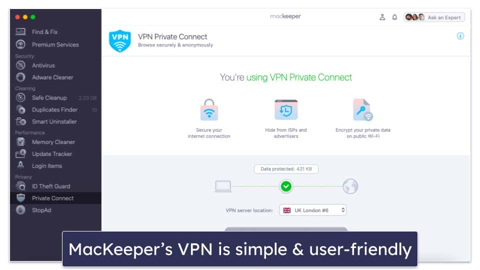 5 . MacKeeper   — Good Mac Antivirus Basic VPN