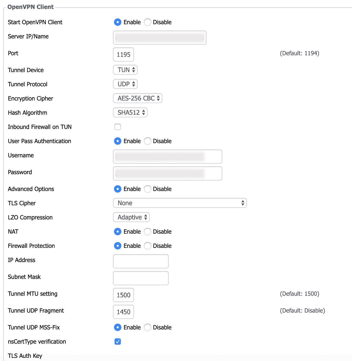 Wprowadź szczegóły, aby skonfigurować swój router z OpenVPN.