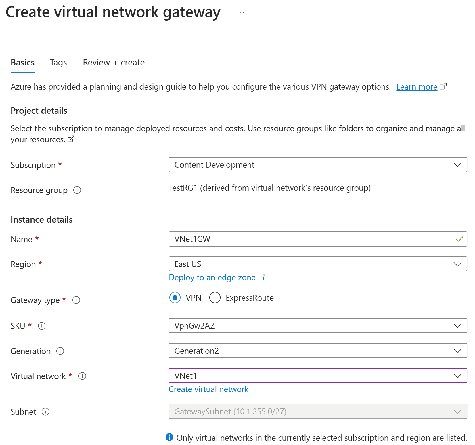 Screenshot that shows the Instance fields.