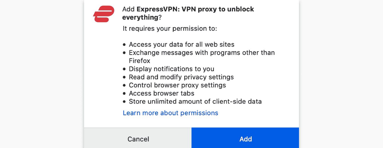 ExpressVPN Browser Extension Permissions