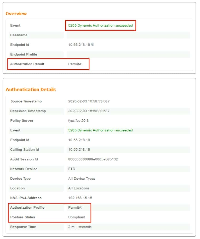 ISE detailed live log report - Authorization policy FTD - VPN - Posture - Unknownis matched and as result