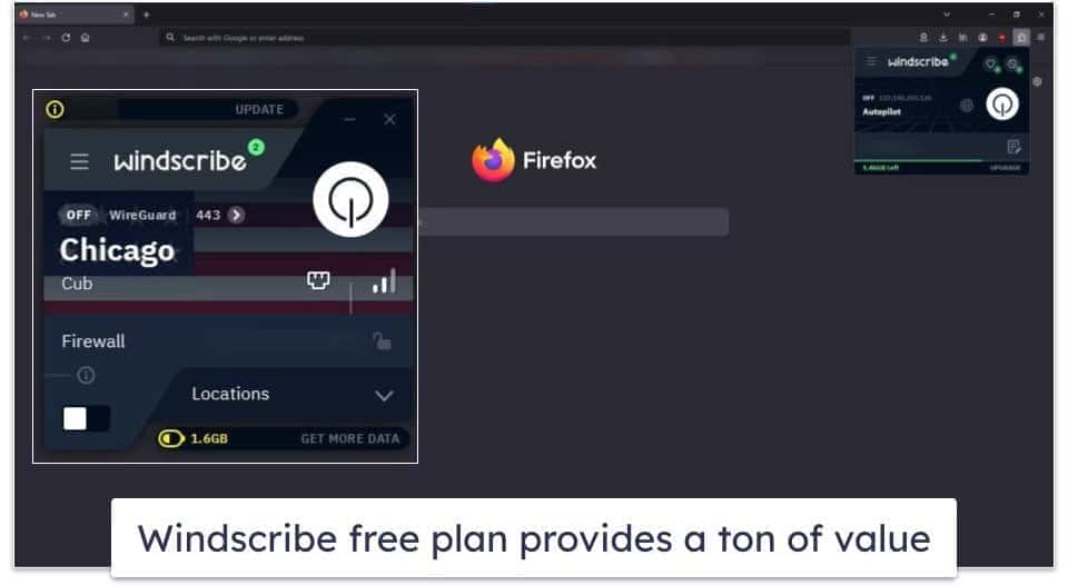 4 . windscribe — Feature - rich VPN for Firefox ( Ad Blocker + Streaming Support )