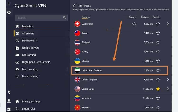 CyberGhost UAE & Dubai VPN