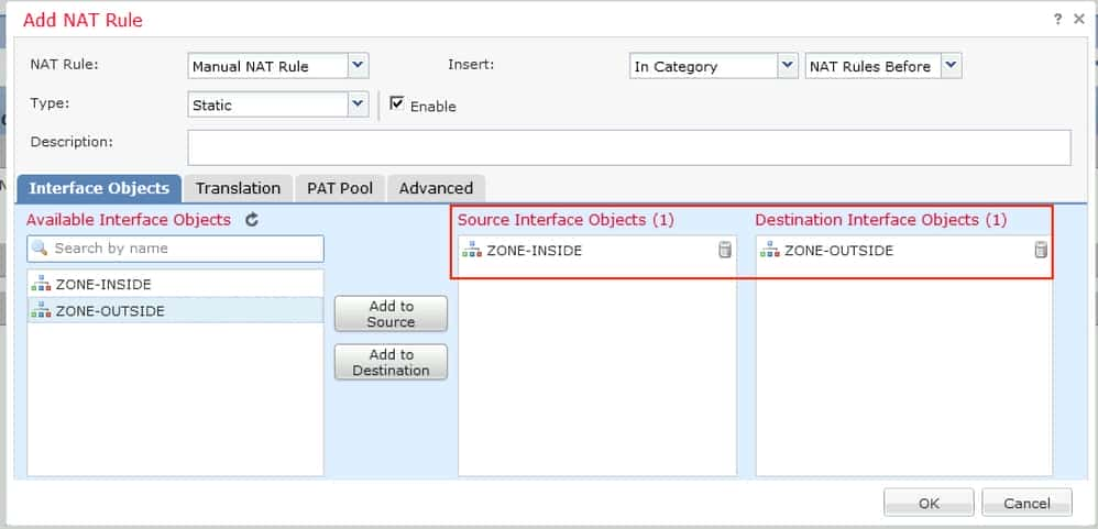 FTD GUI -NAT entry is created from ZONE-INSIDE to ZONE-OUTSIDE