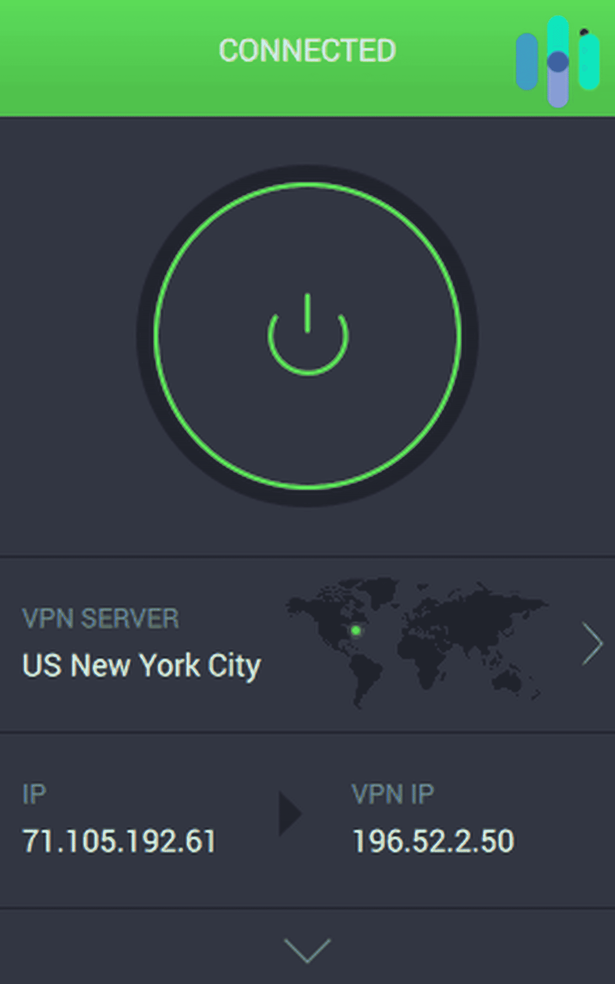 Connected to New York City using Private Internet Access VPN