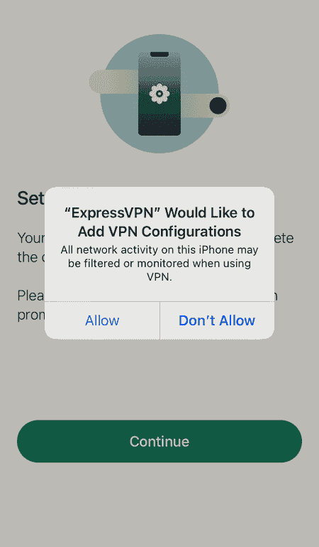 ExpressVPN iOS VPN configuration dialog