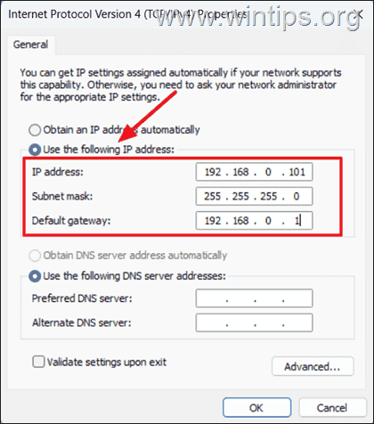 Set Static IP Address