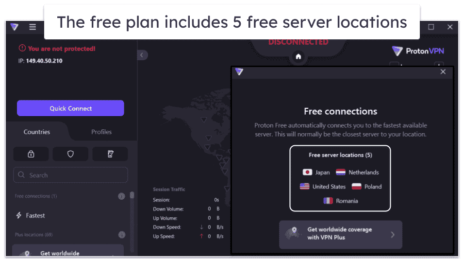 🥈2. Proton VPN — Great Free Plan With Unlimited Data + Very Fast