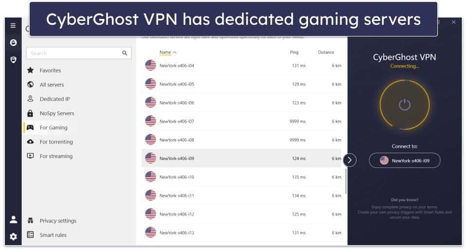 🥉3. CyberGhost VPN — High Performance Optimized Servers for Gaming With Good Automation