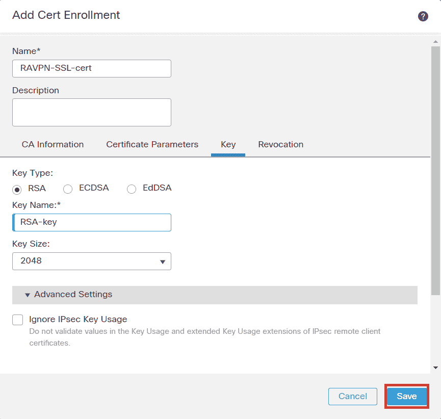 FMC - Certificate Key