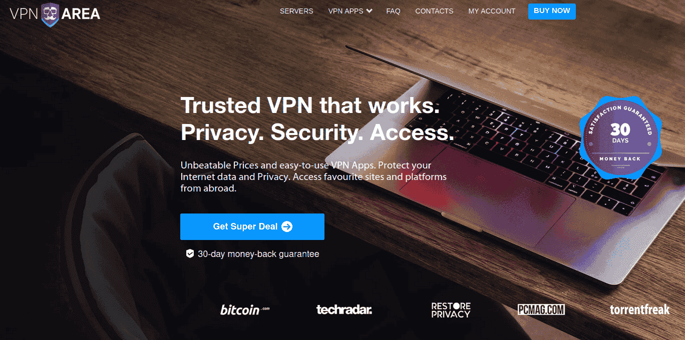 vpnarea vpn main page