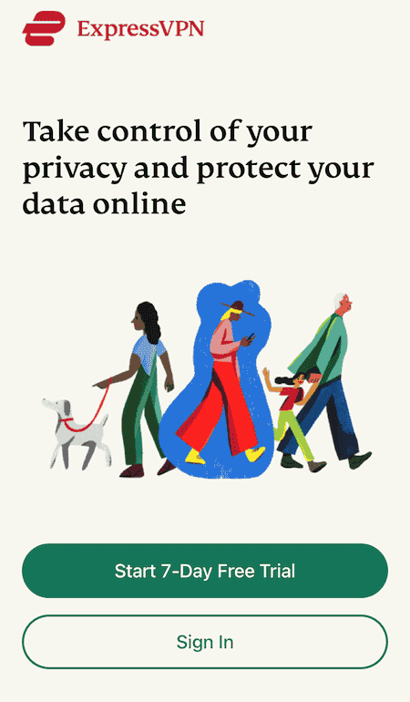 ExpressVPN free trial sign up on iOS