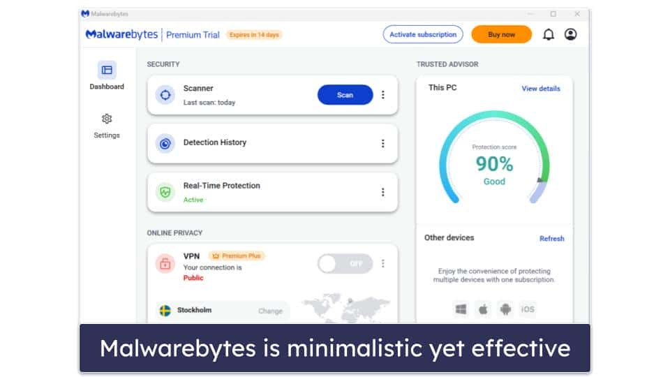 6 . Malwarebytes — Minimalistic Antivirus Fast VPN