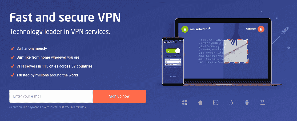 astrillvpn main page