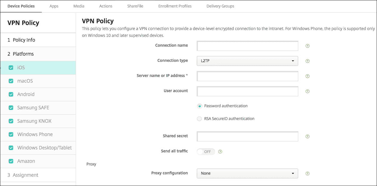 VPN device policy