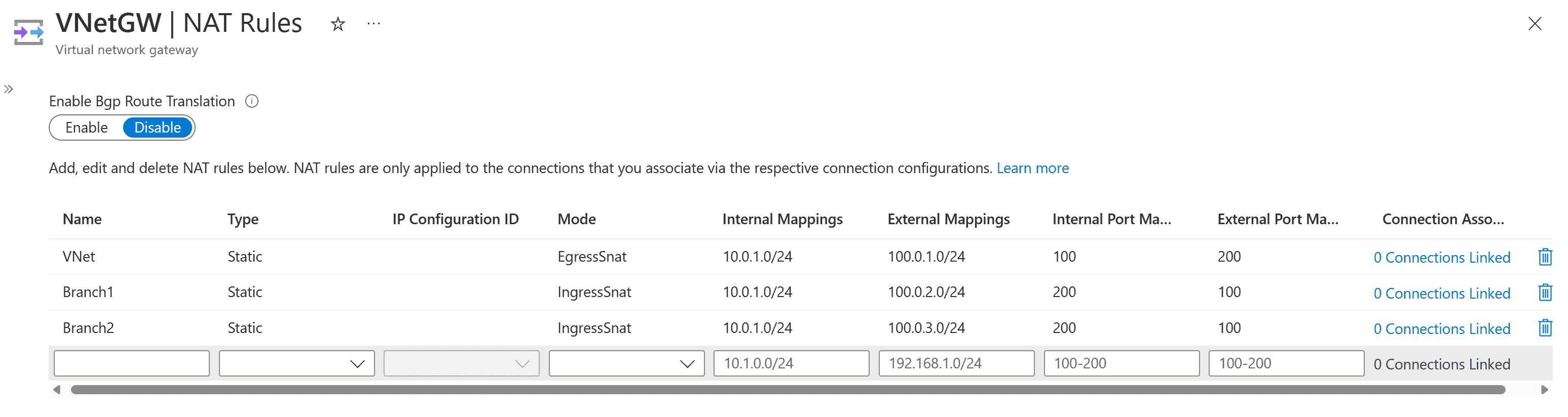 Configuración de NAT en VPN Gateway