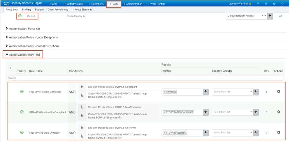 ISE configuration - Create Authorization Policies