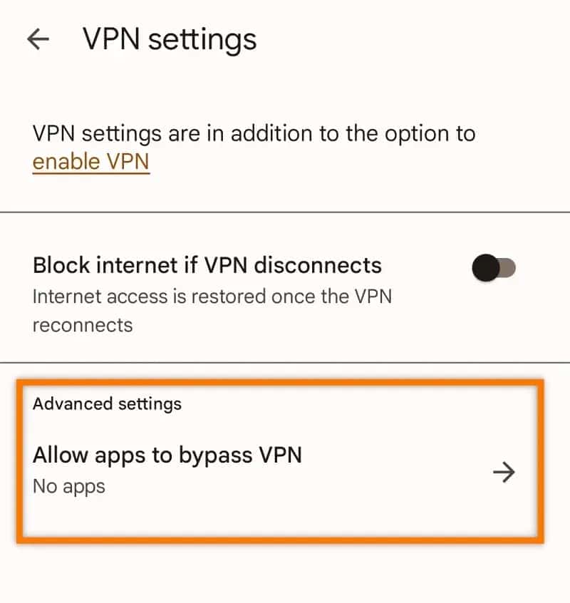 Google One VPN Settings VPN Bypass Connect Settings