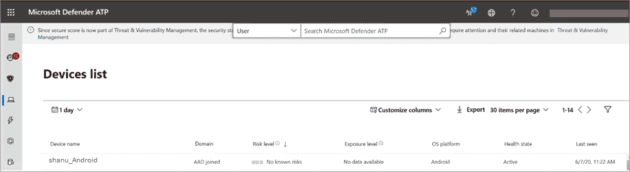 A device in the Microsoft Defender for Endpoint portal