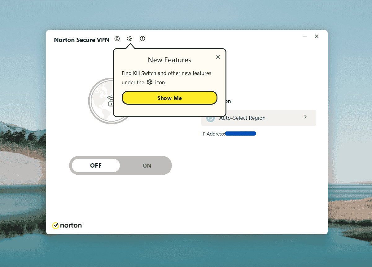 Norton Secure VPN desktop app.