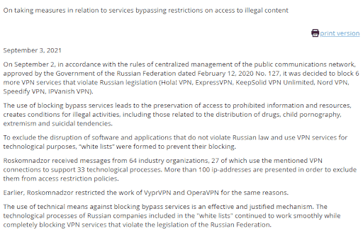russian ban expressvpn