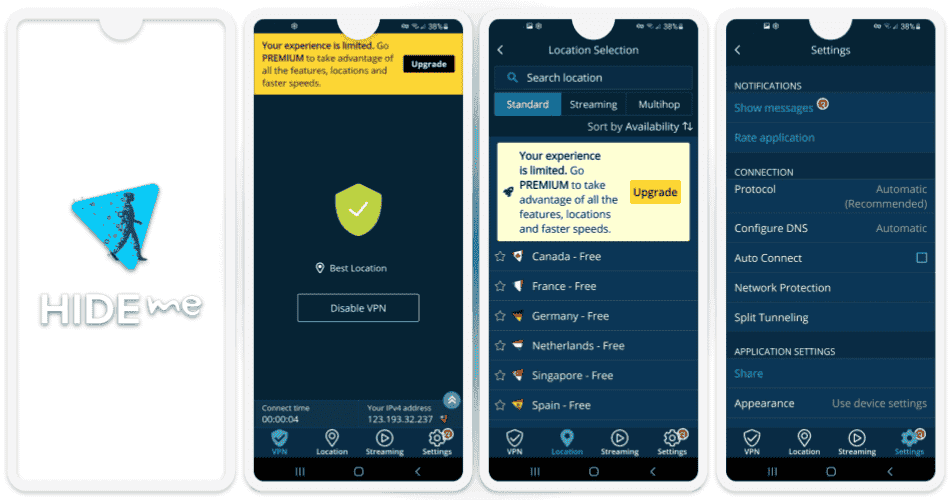 🥈2.  hide.me — fast and Secure free VPN for Android