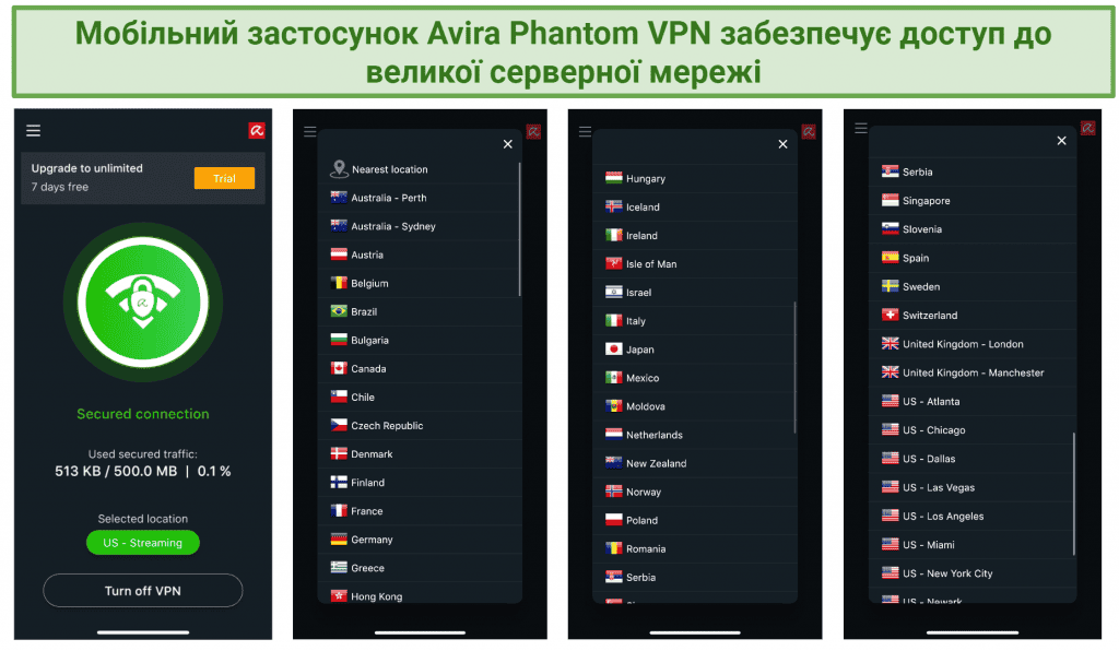 Screenshot of Avira's mobile app