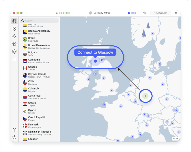 Change VPN location PC 4