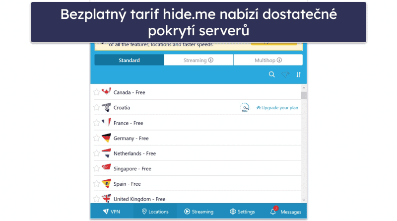 🥉 3. hide.me – Vynikající bezplatná VPN se servery na mnoha místech