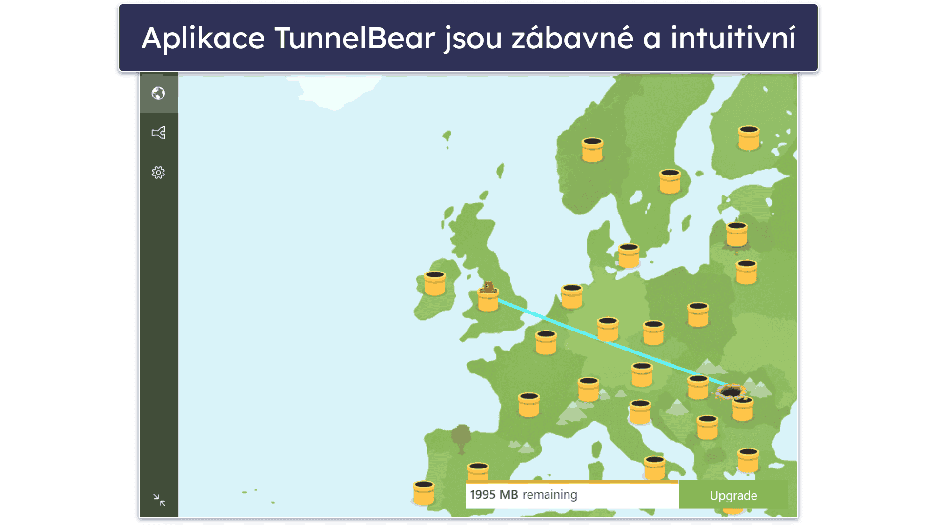 Bonus. TunnelBear – Velmi dobrý bezplatná VPN pro nové uživatele