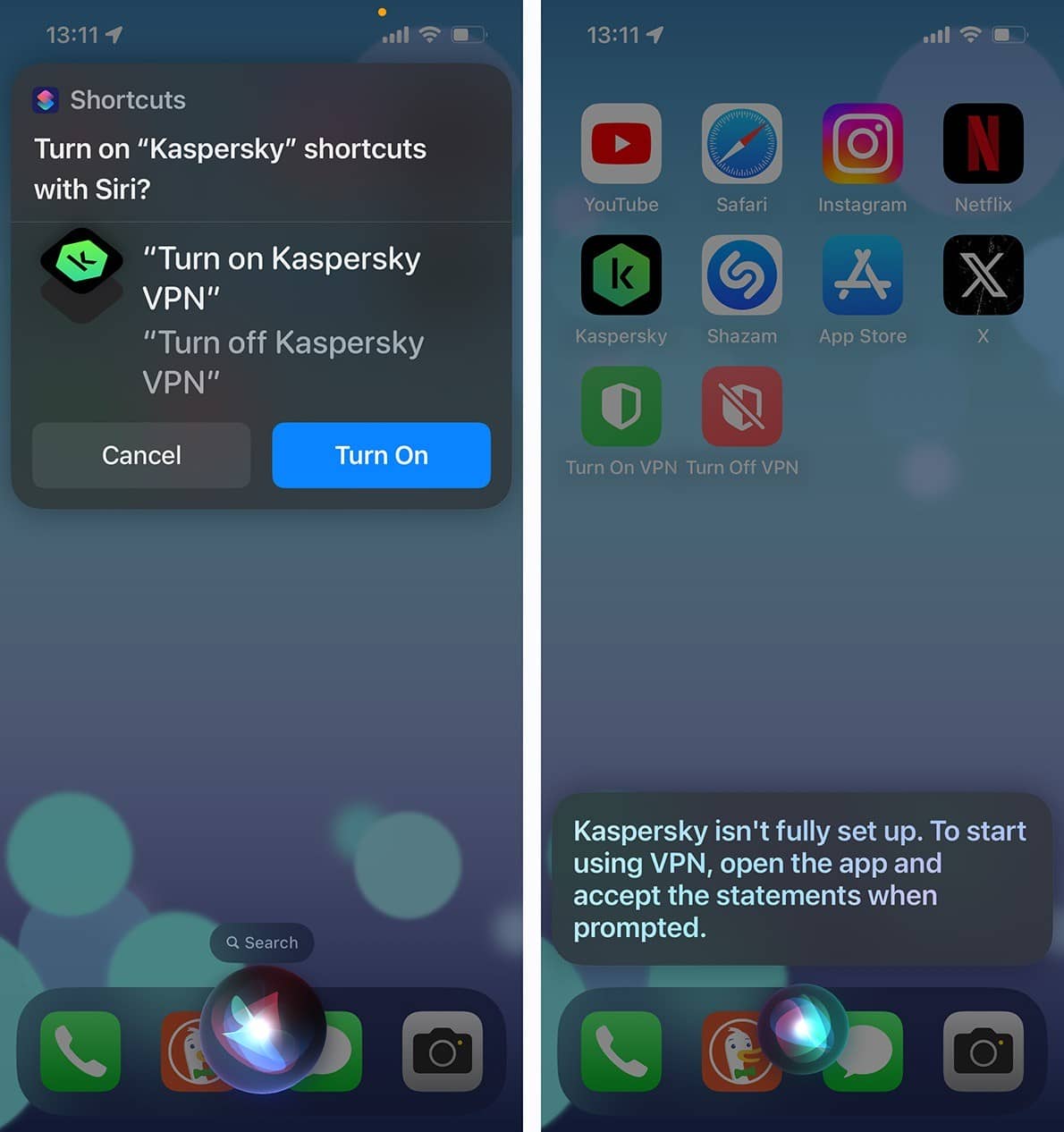 How to set up Apple Shortcuts in VPN & Antivirus by Kaspersky for iOS