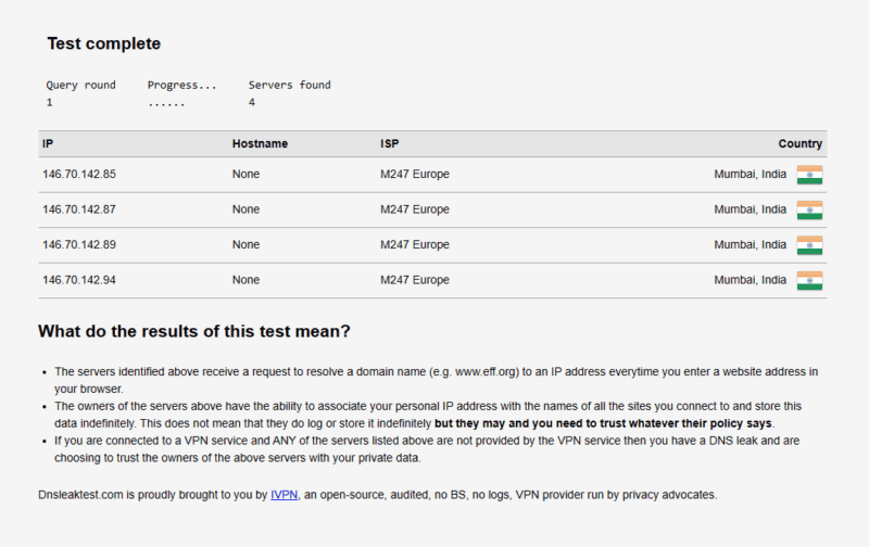 protonvpn dns leak test