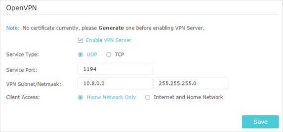 How to set up an OpenVPN connection with TP-Link Wireless Dual Band 4G LTE Router (new logo)