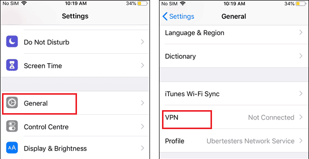 iPhone VPN Settings