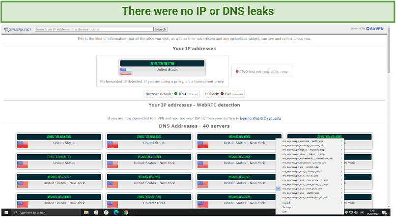 Graphic showing no DNS or IP leaks using OpenVPN