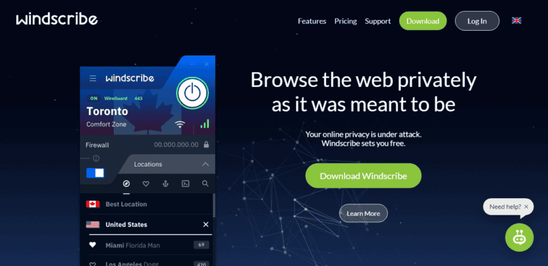 windscribe homepage